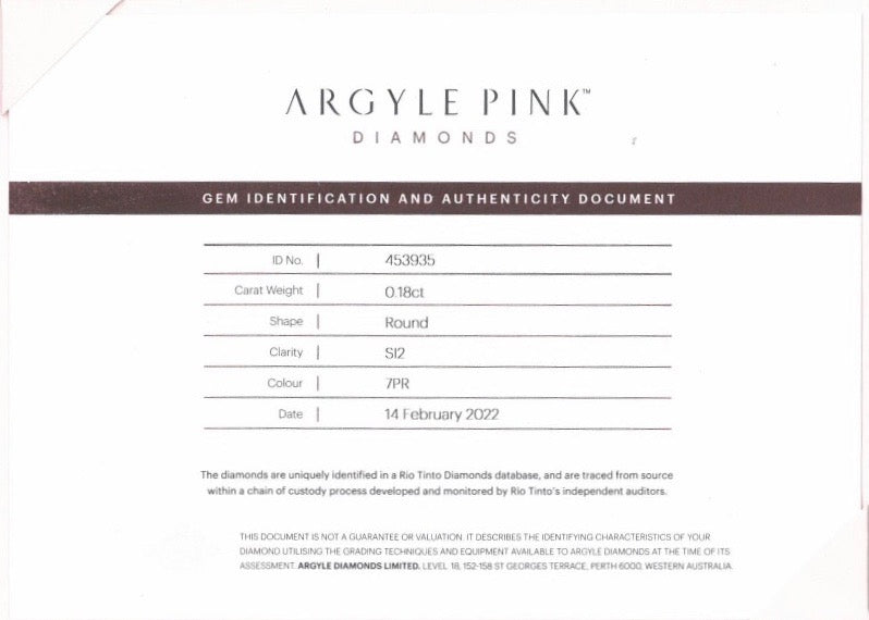 0.18ct Pink Rosé Diamond, Round Shape, SI2, Argyle