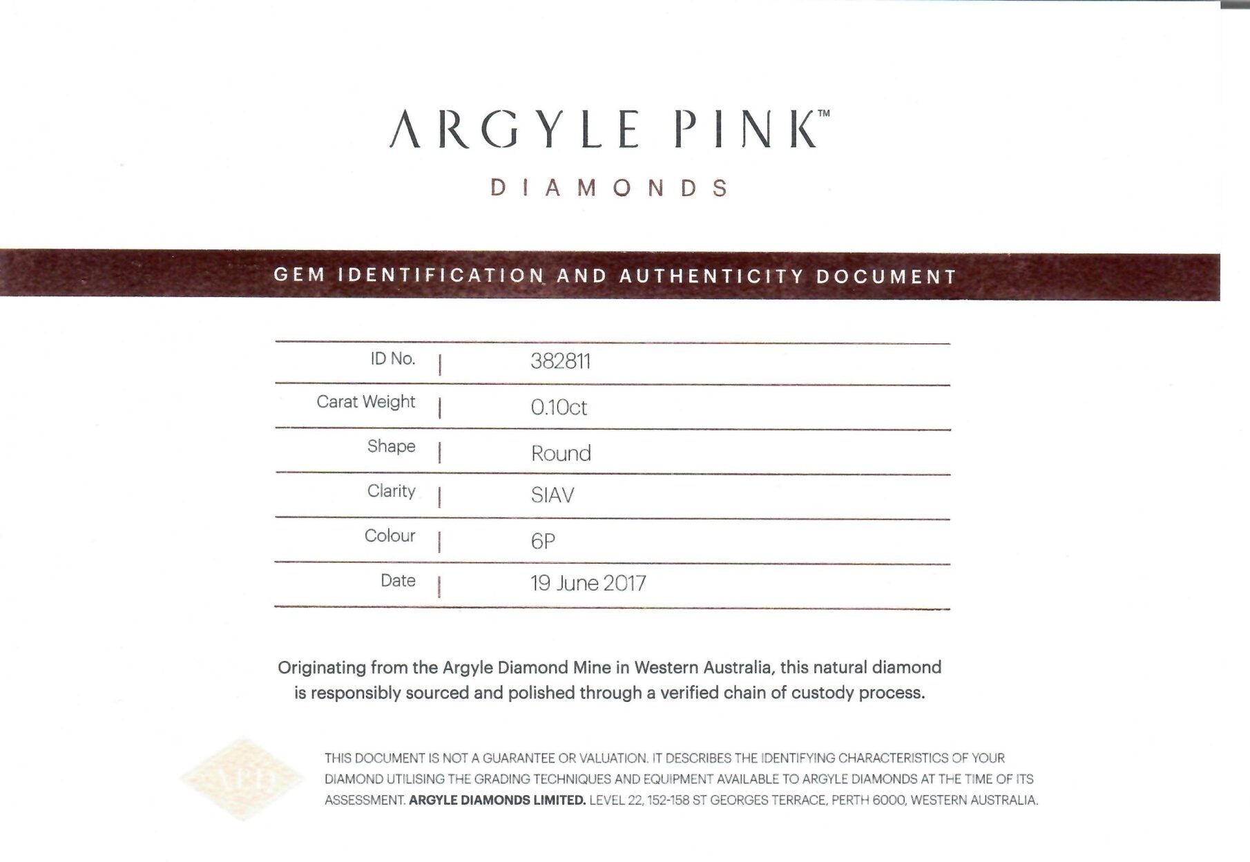 0.1ct Fancy Pink Diamond, Round Shape, SIAV, Argyle & GIA