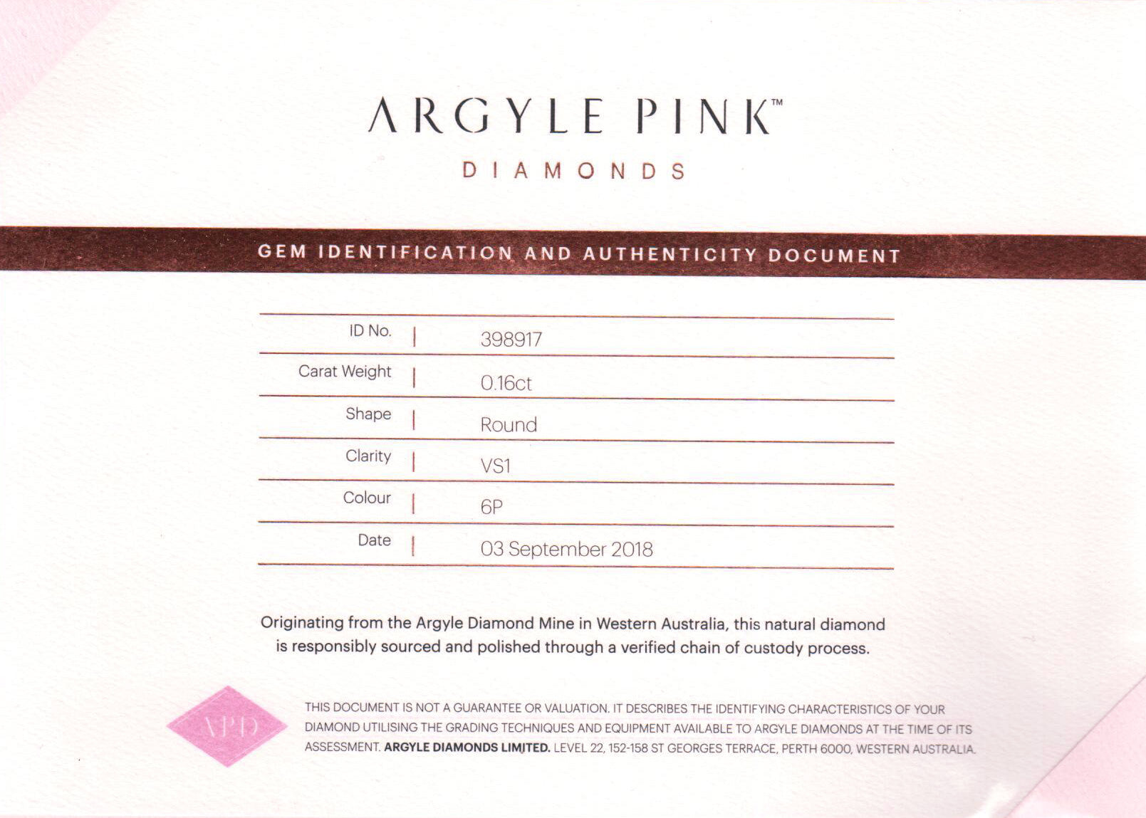 0.16ct Pink Diamond, Round Shape, VS1 Clarity