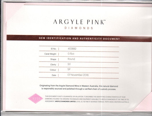 0.15ct Pink Diamond, Round Shape, SI1 Clarity