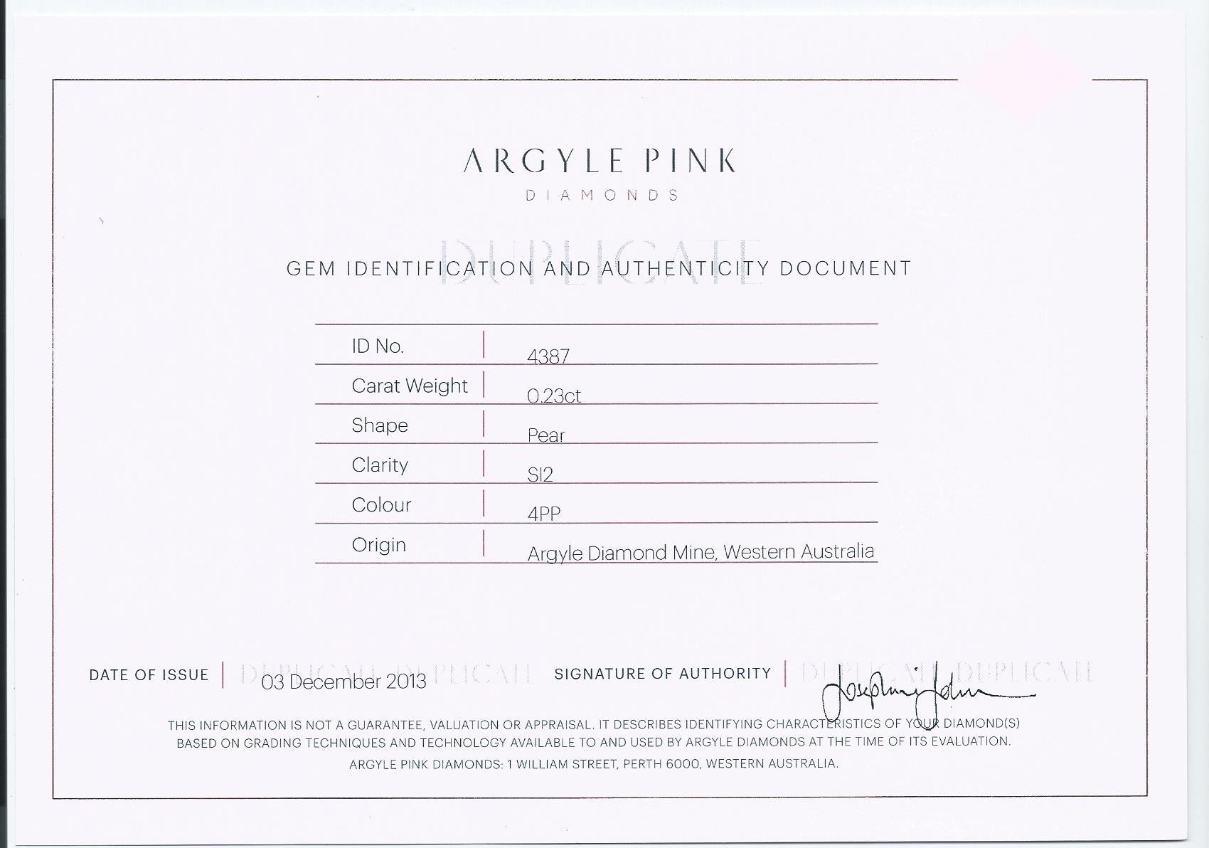 0.23ct Purplish Pink Diamond, Pear Shape, SI2 Clarity