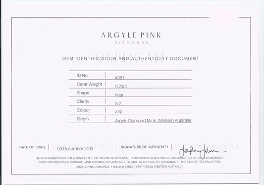 0.23ct Purplish Pink Diamond, Pear Shape, SI2 Clarity
