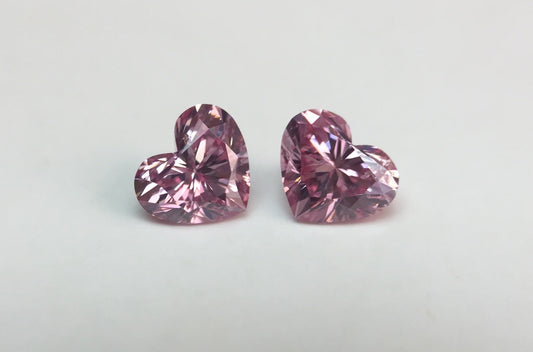 Pair of 0.36ctw Purplish Pink Diamonds, Heart Shape, SI2/SI1, Argyle