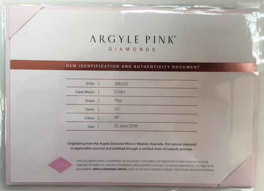 0.19ct Fancy Vivid Pink Diamond, Pear Shape, SI1, Argyle & GIA