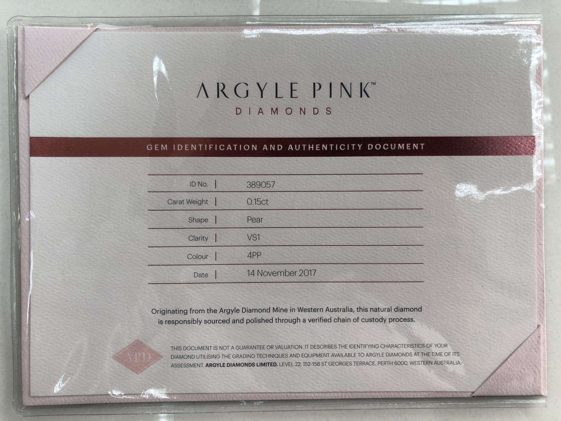 0.15ct Fancy Vivid Purplish Pink Diamond, Pear Shape, VVS2, Argyle & GIA