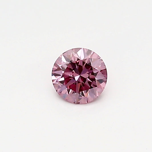 0.15ct Purplish Pink Diamond, Round Shape, VS1 Clarity