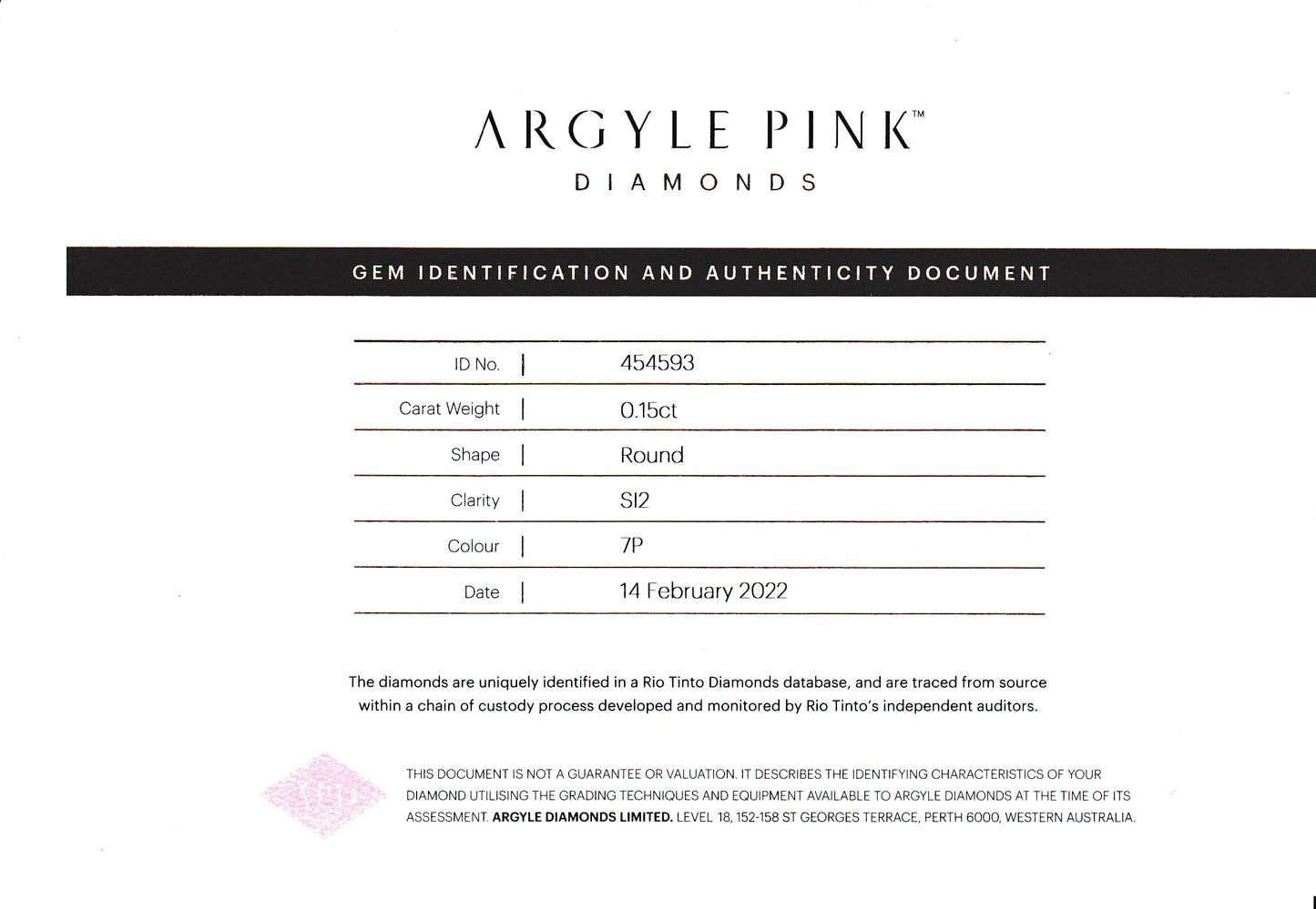0.15ct Pink Diamond, Round Shape, SI2 Clarity