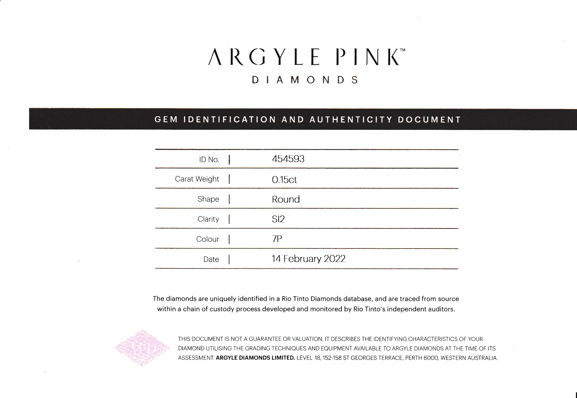 0.15ct Pink Diamond, Round Shape, SI2 Clarity