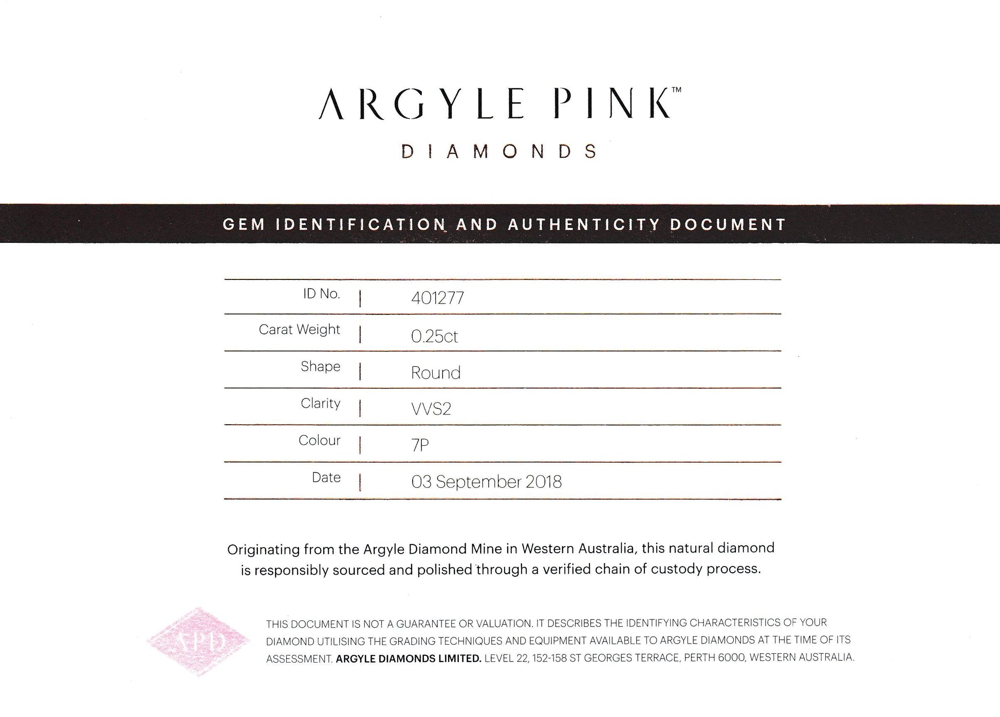 0.25ct Pink Diamond, Round Shape, VVS2 Clarity