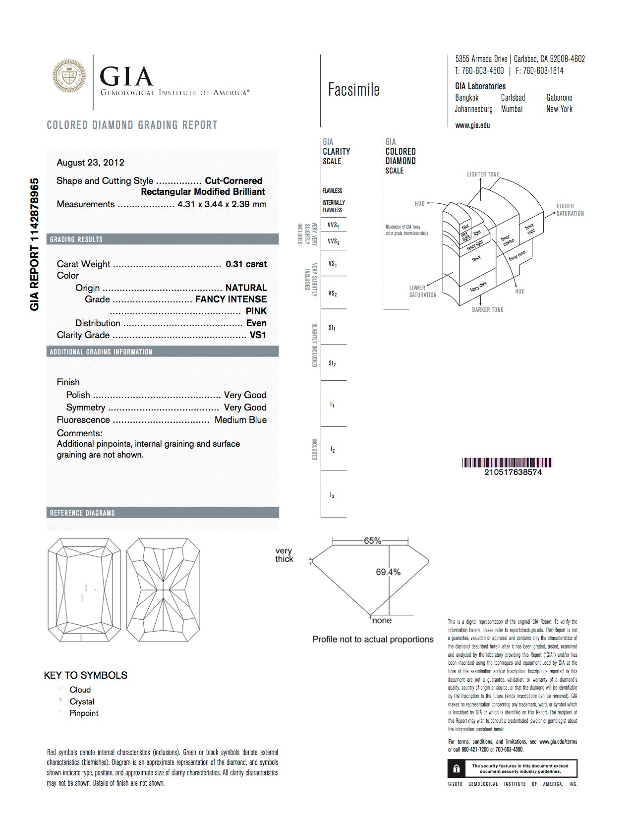 Pair of 0.65ctw Fancy Intense Pink Diamonds, Radiant Shape, VS1/SI2, GIA