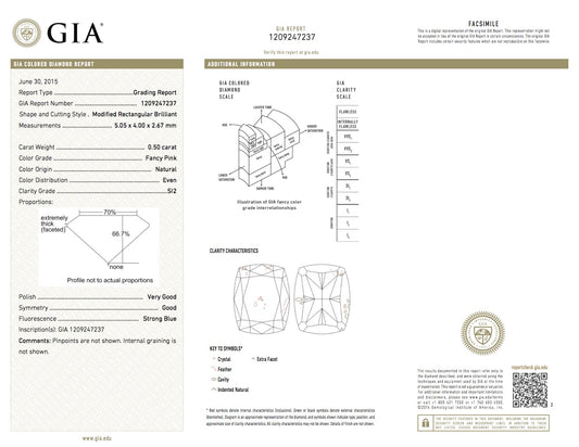 0.5ct Pink Diamond, Cushion Shape, SI2 Clarity