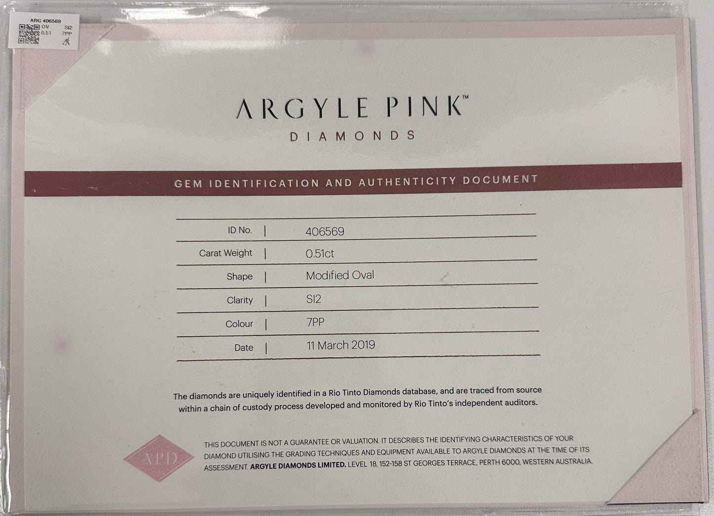 0.51ct Fancy Purplish Pink Diamond, Oval Shape, SI1, Argyle & GIA