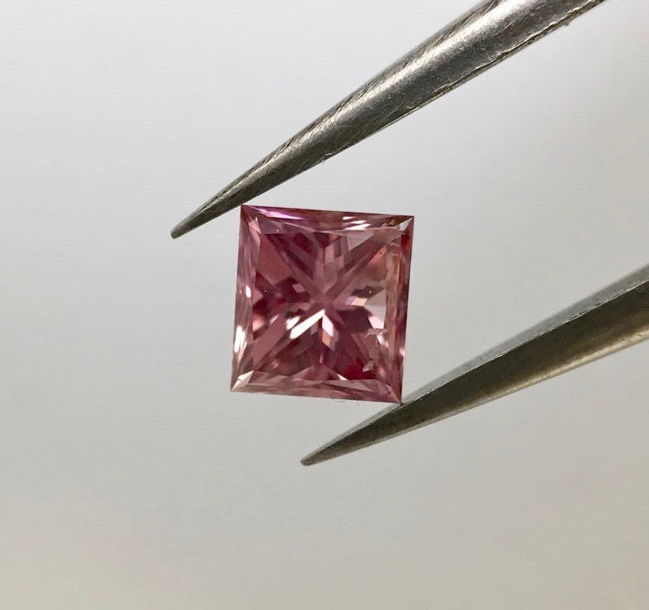 0.51ct Pink Diamond, Princess Shape, SI2 Clarity