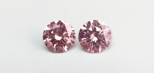 Pair of 0.36ctw Fancy Intense Pink Diamonds, Round Shape, SI2/SI1, Argyle & GIA