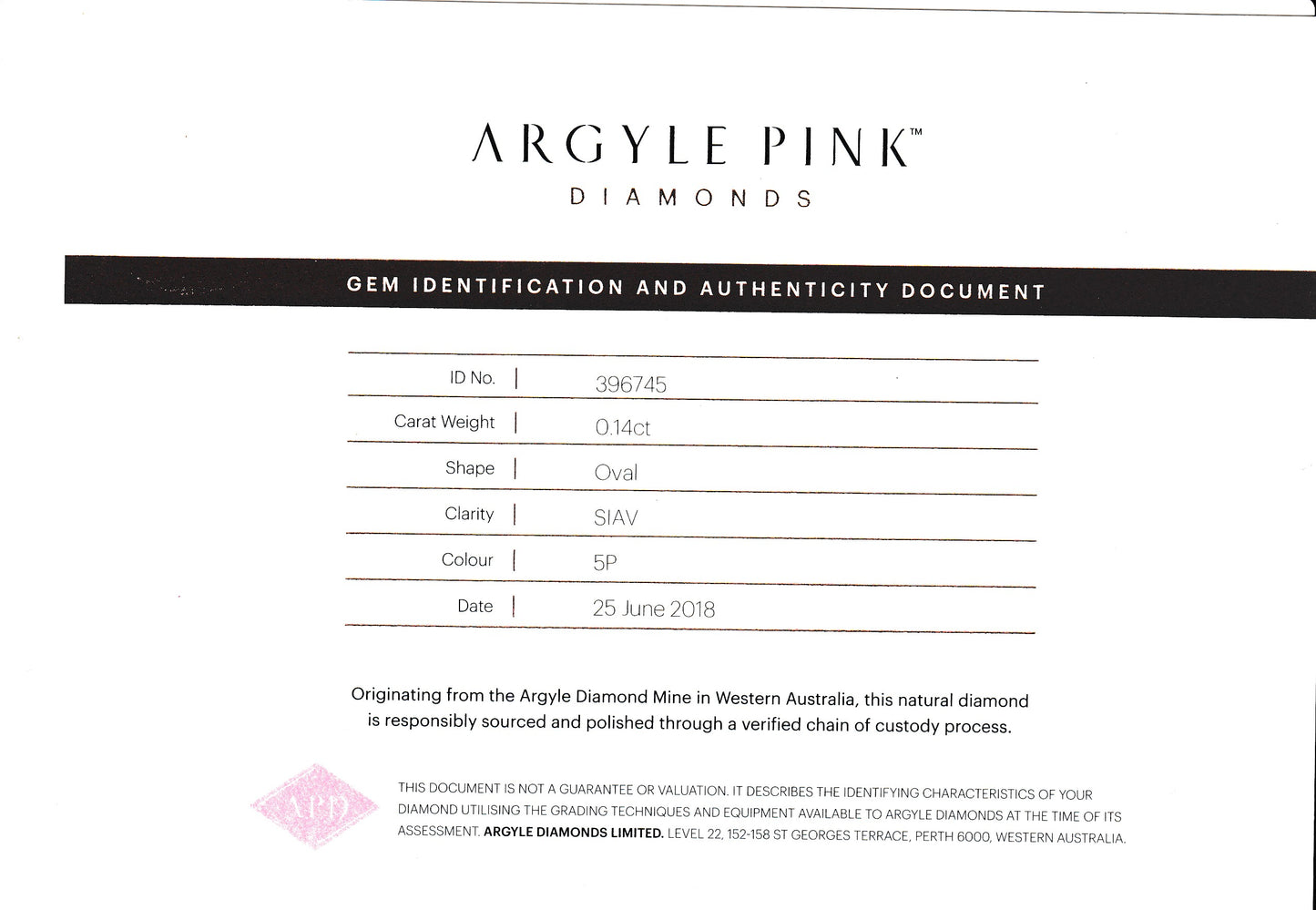 0.14ct Pink Diamond, Oval Shape, SIAV Clarity