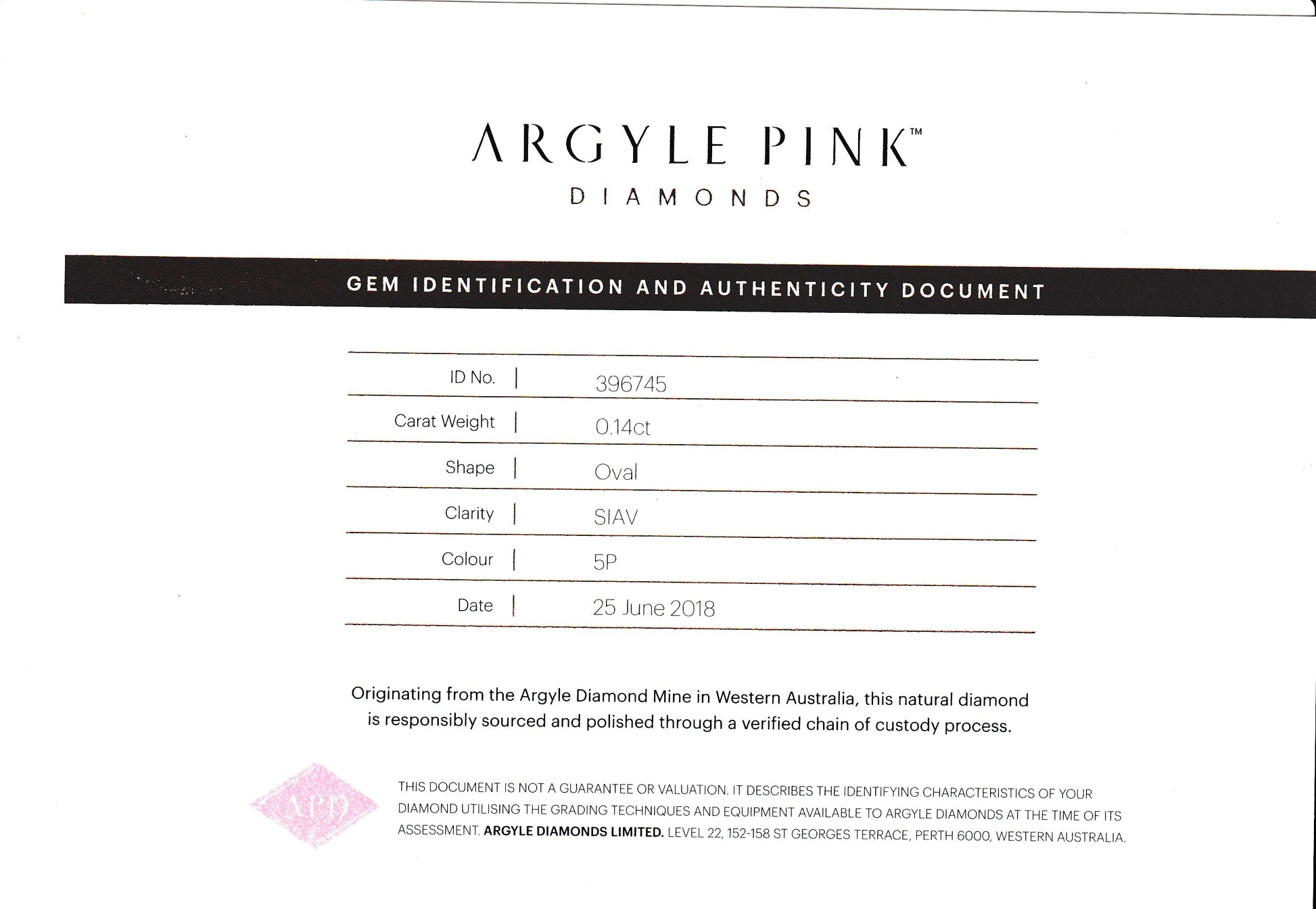 0.14ct Pink Diamond, Oval Shape, SIAV Clarity