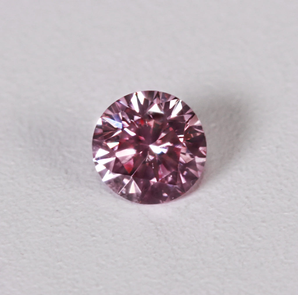 0.19ct Purplish Pink Diamond, Round Shape, VS2 Clarity