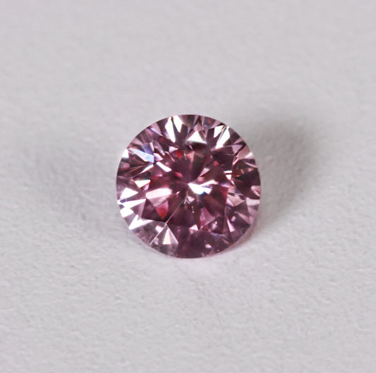 0.19ct Purplish Pink Diamond, Round Shape, VS2 Clarity