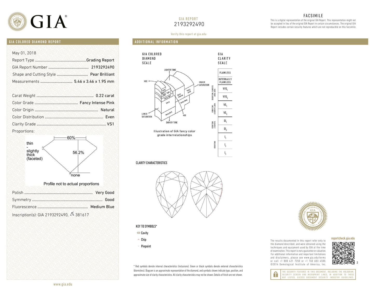 0.22ct Pink Diamond, Pear Shape, VS1 Clarity