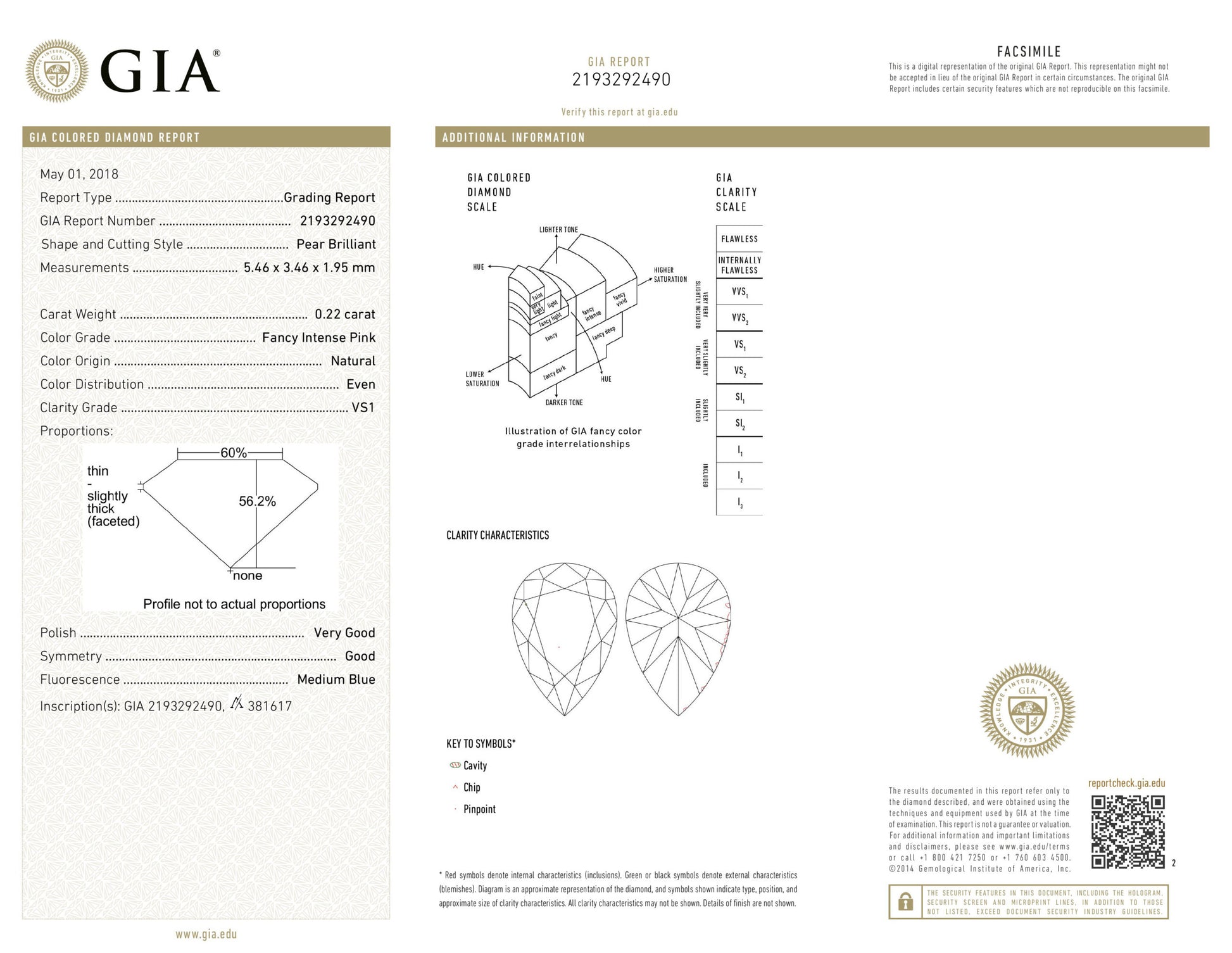 0.22ct Pink Diamond, Pear Shape, VS1 Clarity