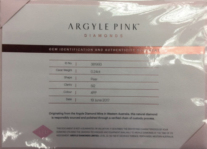 Pair of 0.46ctw Fancy Vivid Purplish Pink Diamonds, Pear Shape, SI1, Argyle & GIA