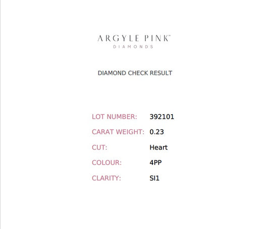 0.23ct Purplish Pink Diamond, Heart Shape, SI1 Clarity