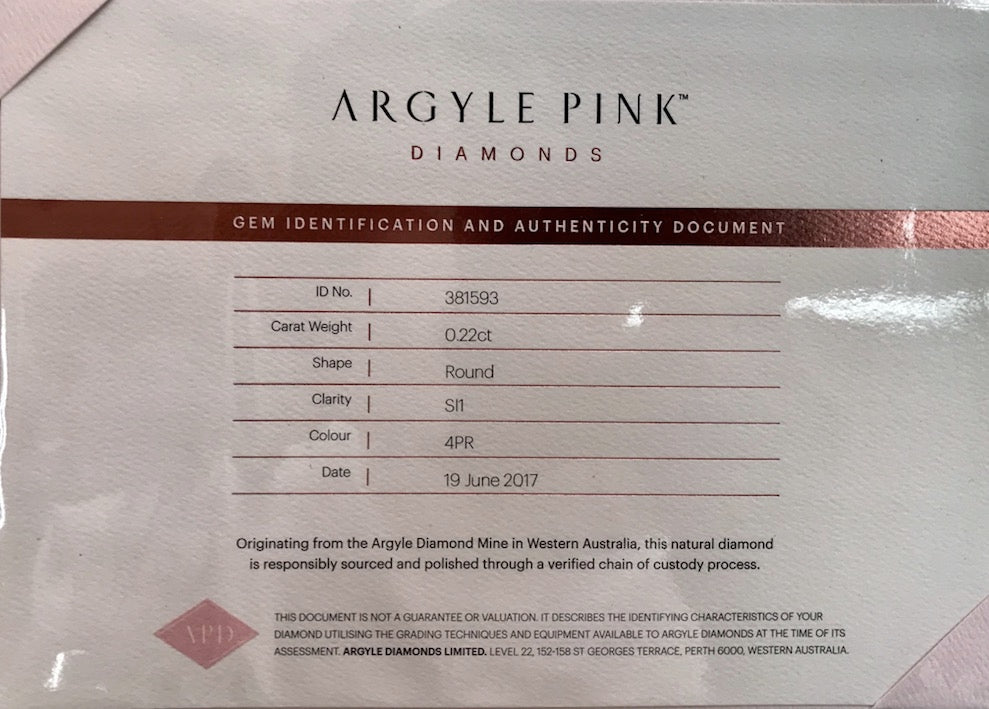0.22ct Pink Rosé Diamond, Round Shape, SI1 Clarity