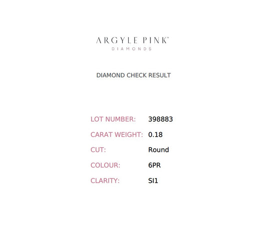 0.18ct Pink Rosé Diamond, Round Shape, SI1, Argyle