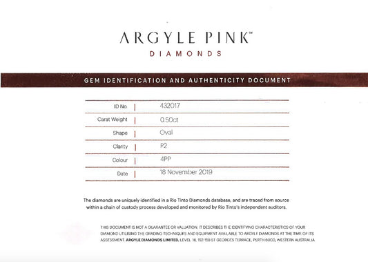 0.5ct Purplish Pink Diamond, Oval Shape, P2 Clarity