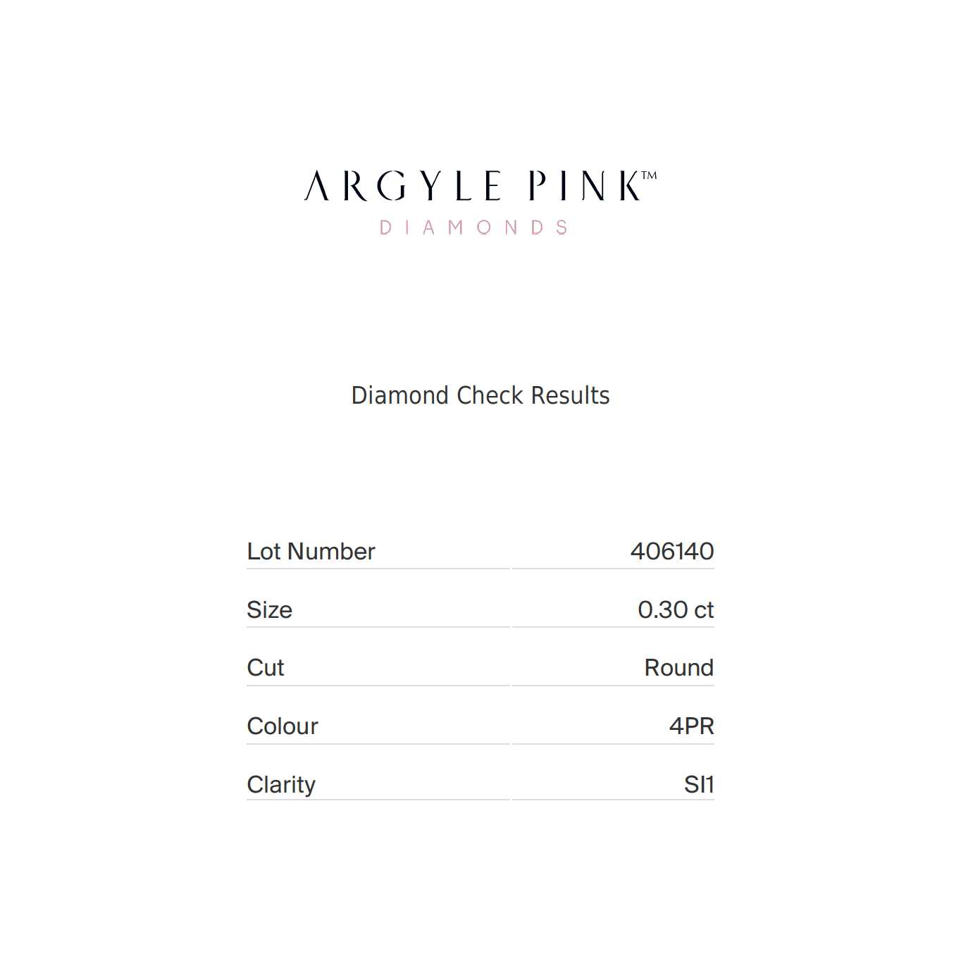 0.3ct Pink Rosé Diamond, Round Shape, SI1 Clarity
