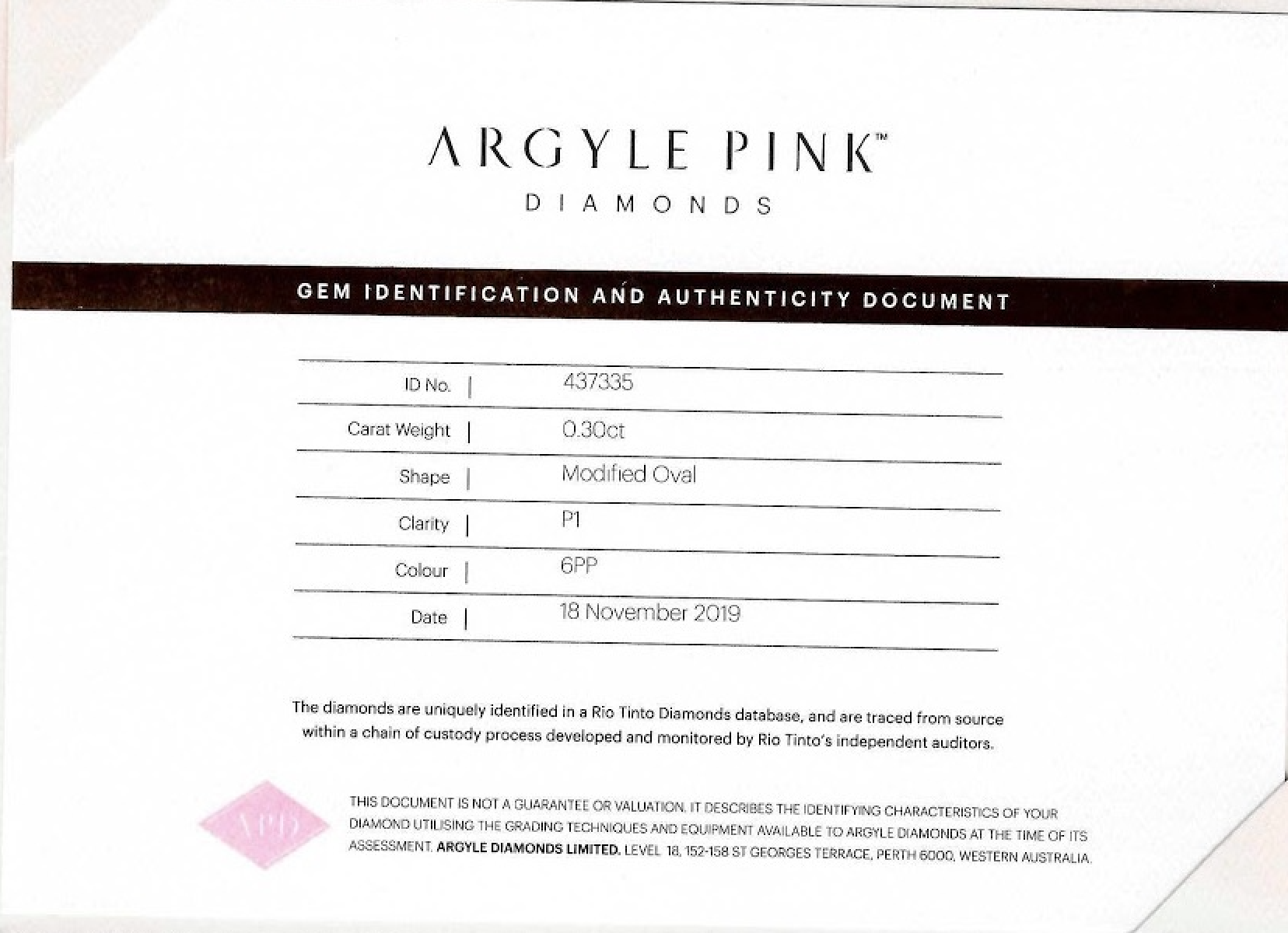 0.3ct Purplish Pink Diamond, Oval Shape, SI2 Clarity
