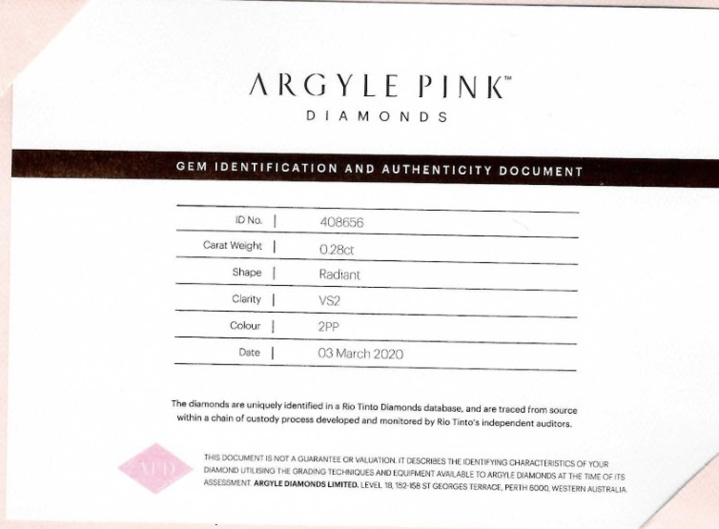 0.28ct Purplish Pink Diamond, Radiant Shape, VS1 Clarity