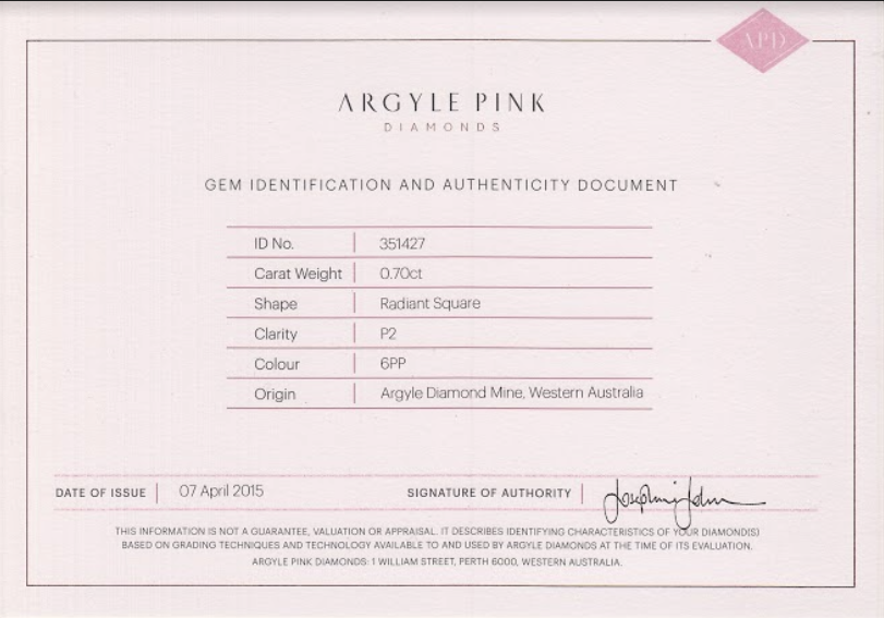 0.64ct Fancy Intense Purple-Pink Diamond, Radiant Shape, P2, Argyle & GIA