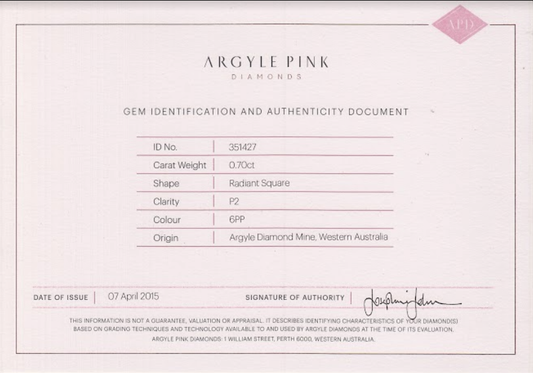 0.64ct Fancy Intense Purple-Pink Diamond, Radiant Shape, P2, Argyle & GIA