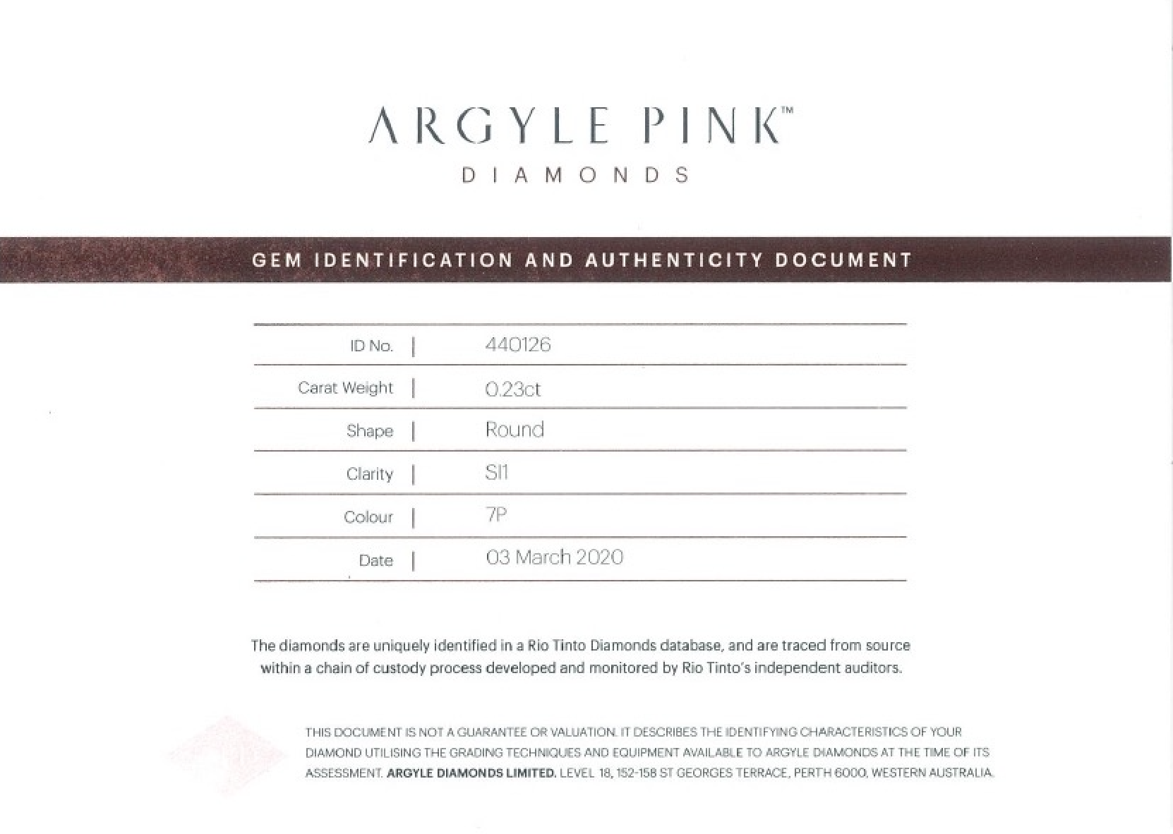 0.23ct Pink Diamond, Round Shape, SI1 Clarity