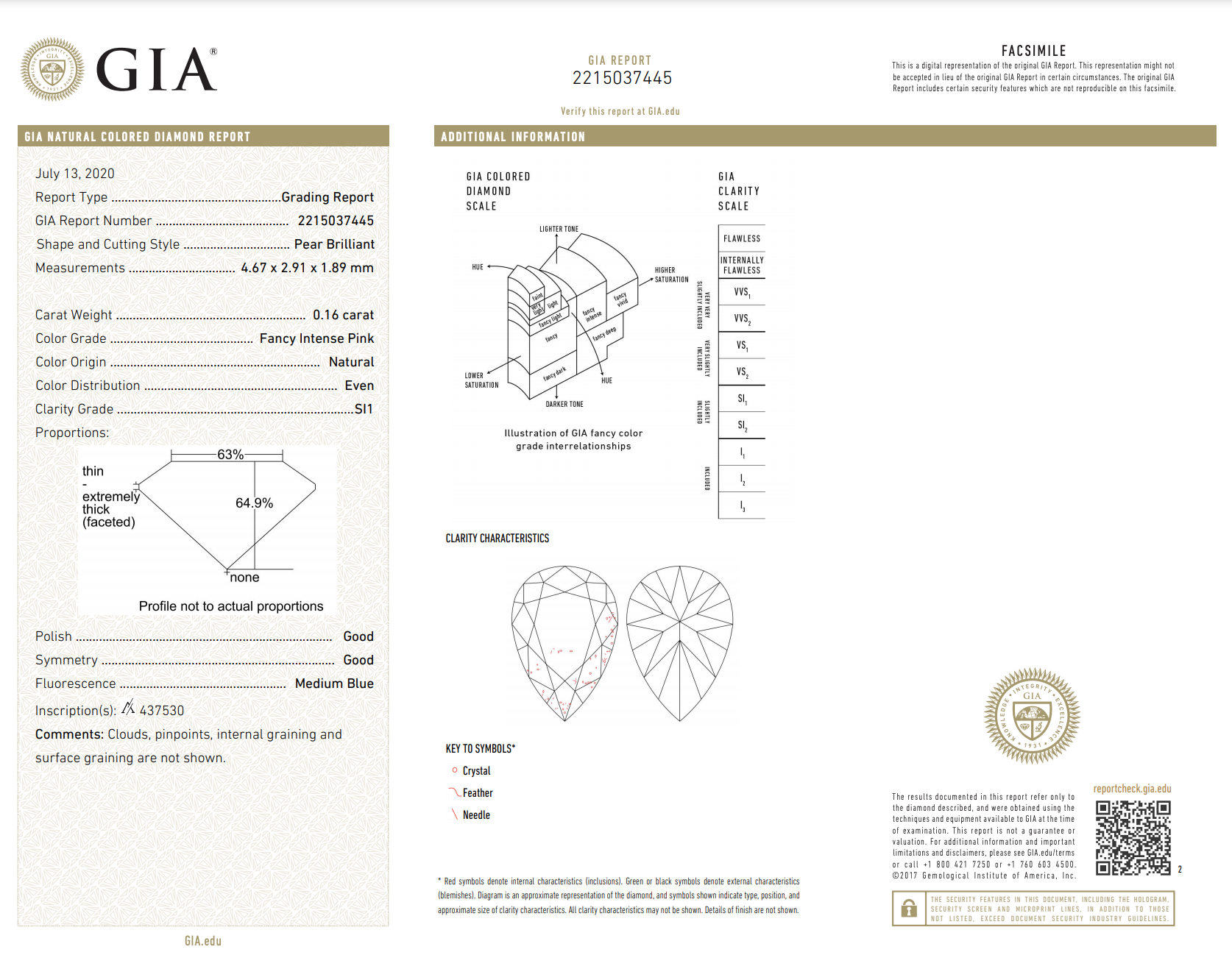 0.15ct Pink Rosé Diamond, Pear Shape, SI1 Clarity