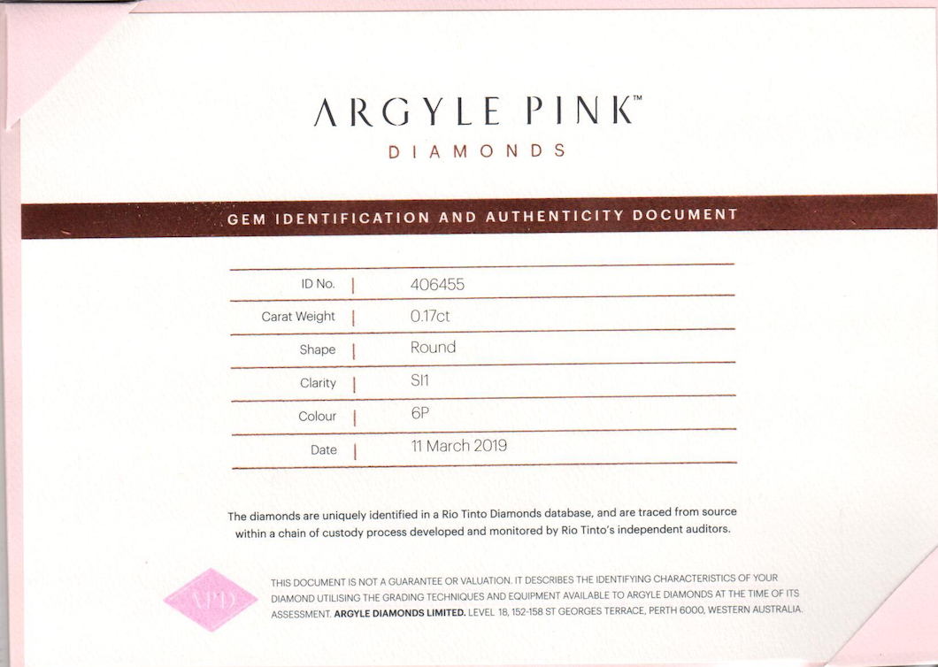 0.17ct Pink Diamond, Round Shape, SI1 Clarity