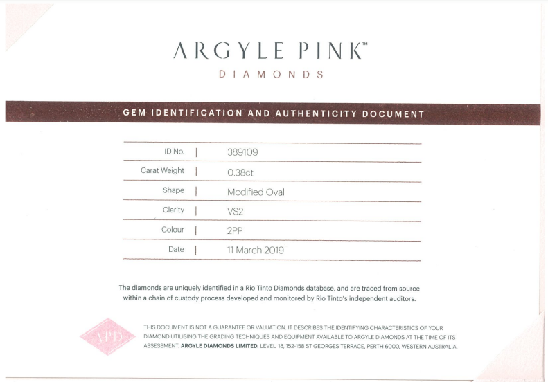0.38ct Fancy Vivid Purplish Pink Diamond, Oval Shape, VS1, Argyle & GIA