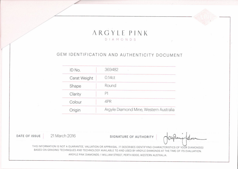 0.14ct Pink Rosé Diamond, Round Shape, P1 Clarity
