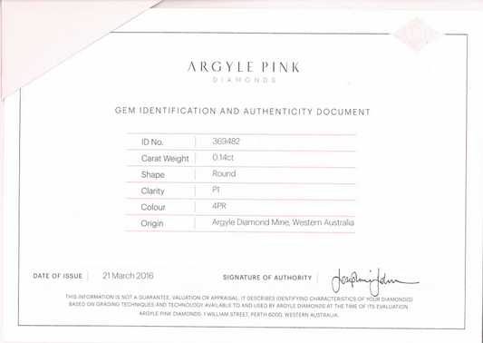 0.14ct Pink Rosé Diamond, Round Shape, P1 Clarity