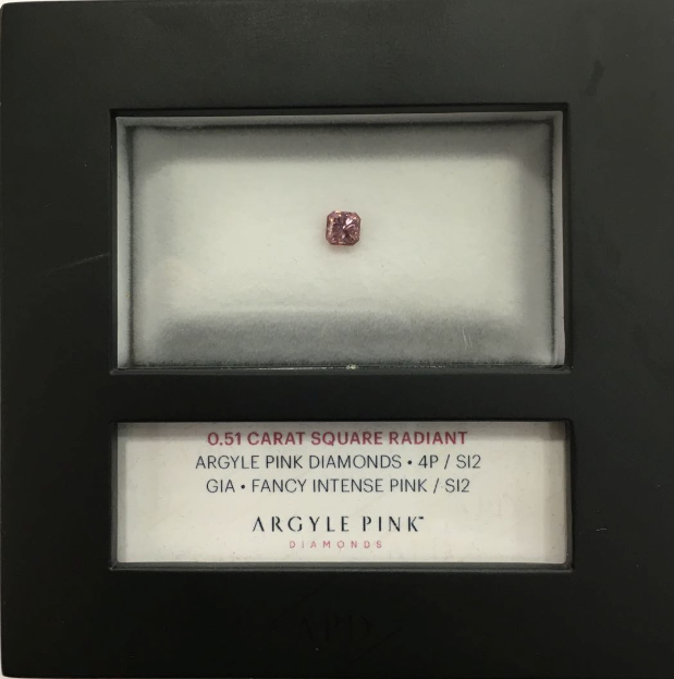 0.51ct Pink Diamond, Radiant Shape, SI2 Clarity