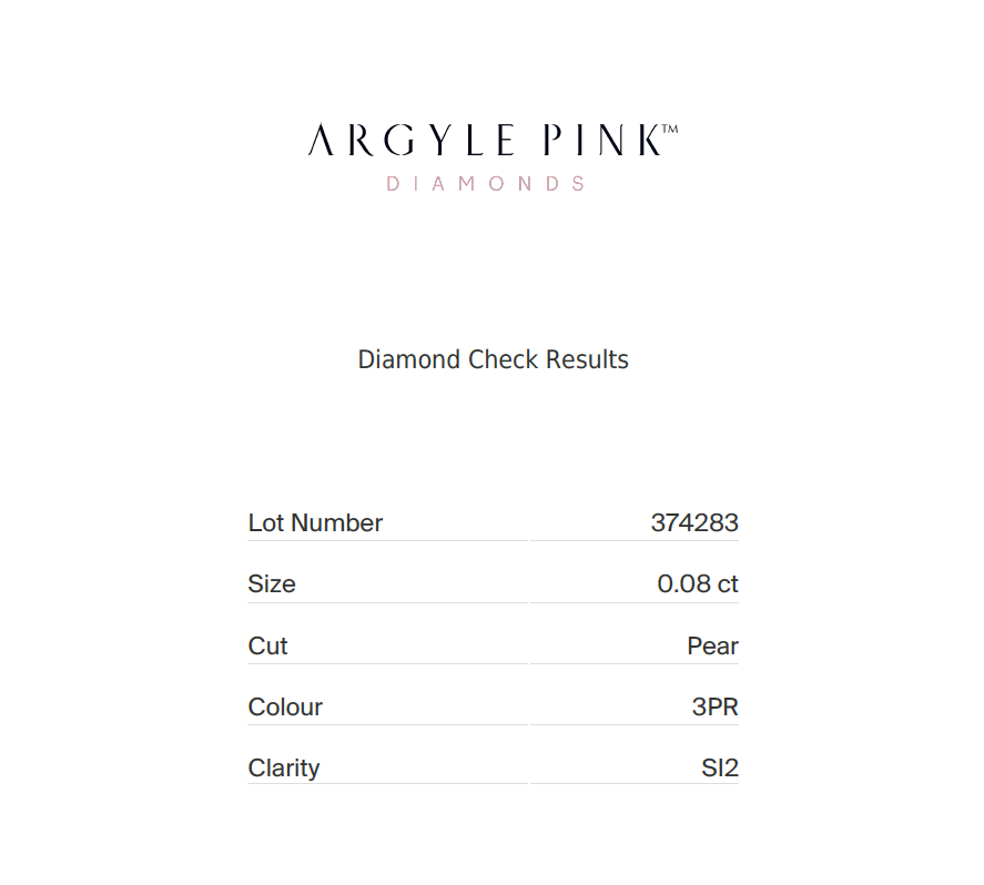 0.08ct Pink Diamond, Pear Shape, SI2 Clarity
