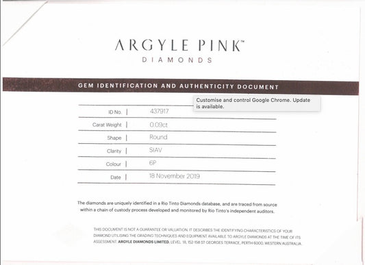 0.09ct Pink Diamond, Round Shape, SIAV, Argyle and GIA