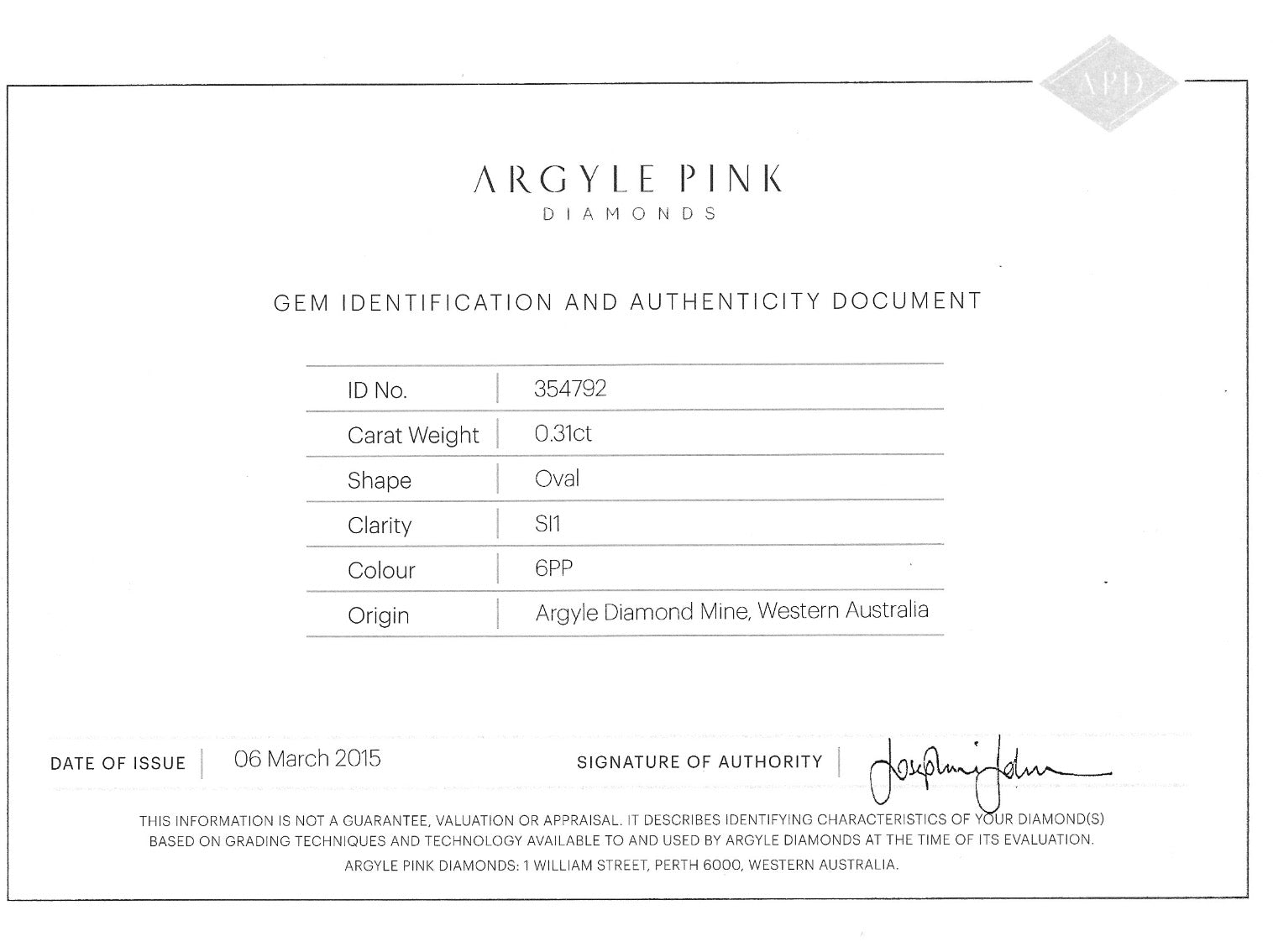 0.31ct Purplish Pink Diamond, Oval Shape, SI1, Argyle