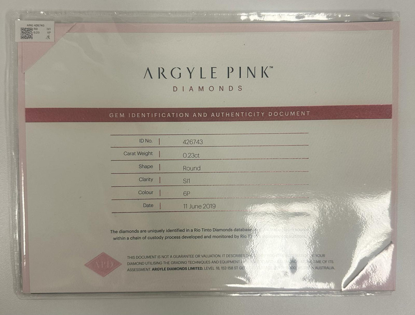 0.23ct Fancy Intense Purplish Pink Diamond, Round Shape, SI1, Argyle & GIA