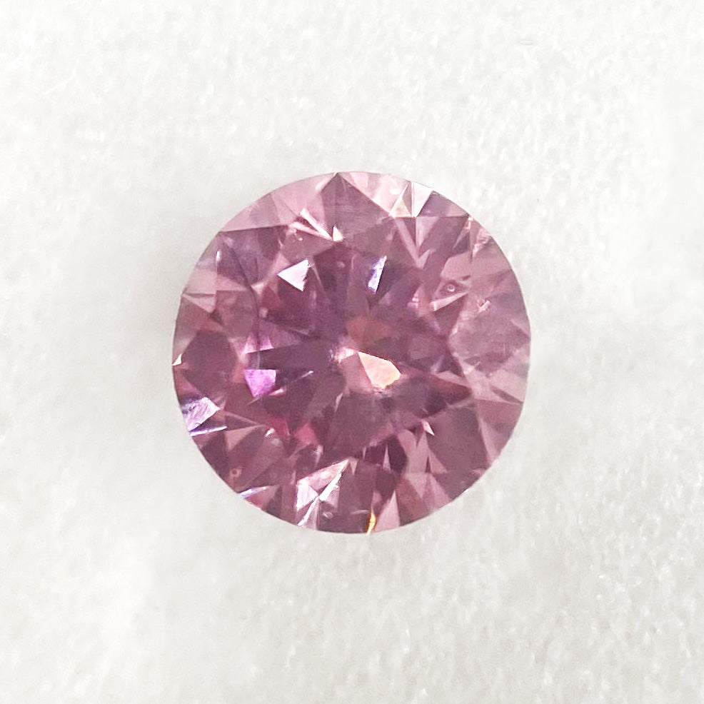 0.18ct Purplish Pink Diamond, Round Shape, VS1 Clarity