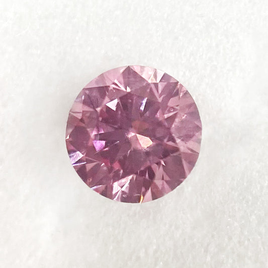 0.18ct Purplish Pink Diamond, Round Shape, VS1 Clarity