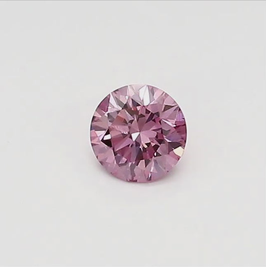 0.15ct Purplish Pink Diamond, Round Shape, VS1 Clarity