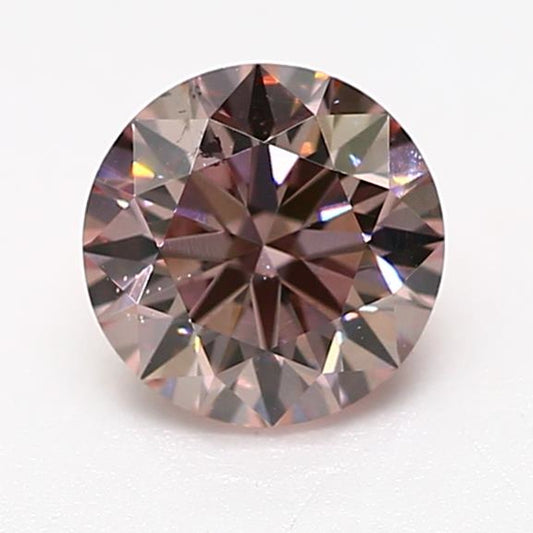 0.35ct Orangy Pink Diamond, Round Shape, SI2 Clarity