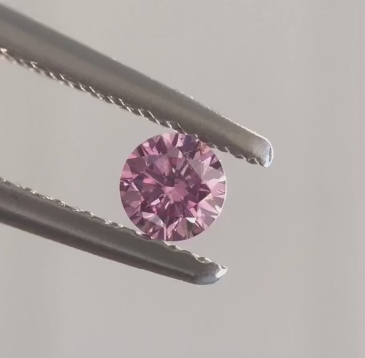 0.09ct Purplish Pink Diamond, Round Shape, SI2 Clarity